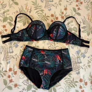 Swimsuits for All Tropical Underwire High Waist Bikini